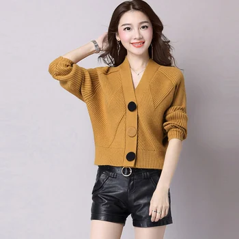 

2018 Spring Autumn Women Plus Size Knitted Cardigans Female Batwing Sleeve V-Neck Loose Knitted Sweater Cardigans Outwear F366