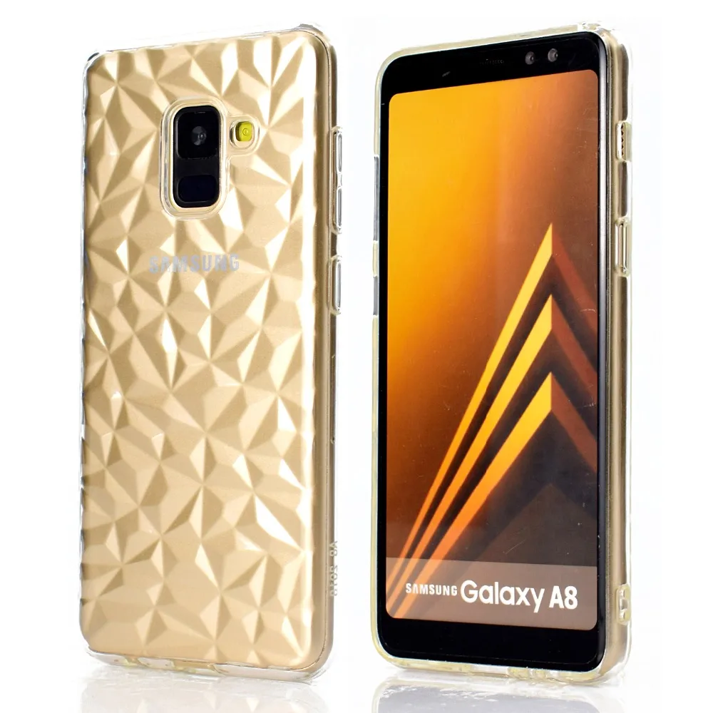 For Samsung A8 2018 case 3D Diamond pattern soft TPU silicone Transparent for Galaxy shockproof shell back cover |