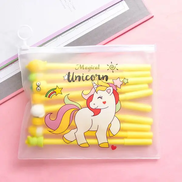 10 шт. гелевая ручка Caneta Kawaii Uniclorn милые ручки для школы Lapices Tinta Stylo Licorne корейский Boligrafo Unicornio дропшиппинг - Цвет: Yellow unicorn