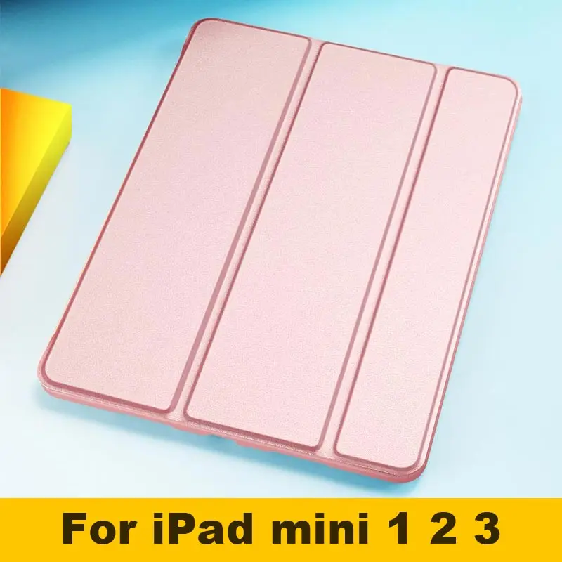 Для Apple iPad mini 1 2 3, 4, 5, чехол, 7,9 дюймов, ультра тонкий, умный, магнитный, с подставкой, из искусственной кожи, силиконовый чехол для iPad mini 5, Funda - Цвет: For mini 1 2 3 Pink