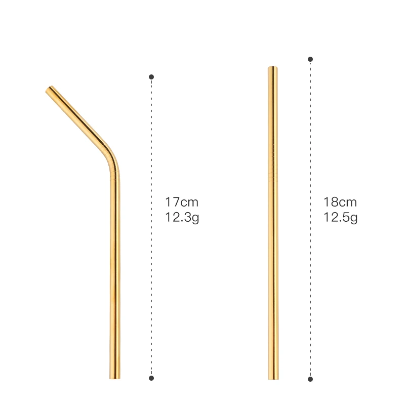 Colorful Stainless Steel Reusable Metal Drinking Straws drinking straws metal straw set For Kids Straight and Bent +1 Brush For Home Party Bar Accessories 2PCS