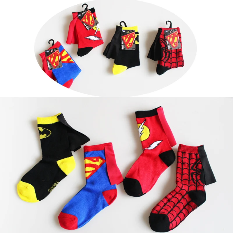 

Children's Superman Clothing Cotton Socks 4-6 Years Old Boys Girls Batman Spider-Man Soccer Basketball Socks Autumn Winter Socks