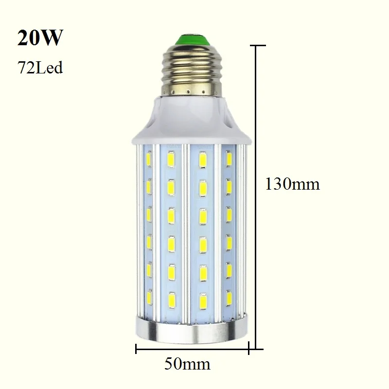 Лампада, 12 Вт, 15 Вт, 20 Вт, 30 Вт, 40 Вт, 50 Вт, 60 Вт, 80 Вт, E27 E14 E40 B22 Светодиодная лампа “Кукуруза” светильник 110V или 220V Алюминий охлаждения высокой Мощность лампа 1 шт