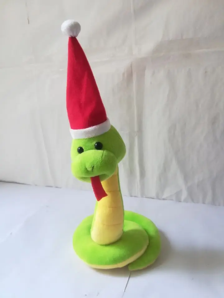 about 22cm cartoon snake take christmas hat , plush toy soft doll kid's toy ,birthday gift b2287