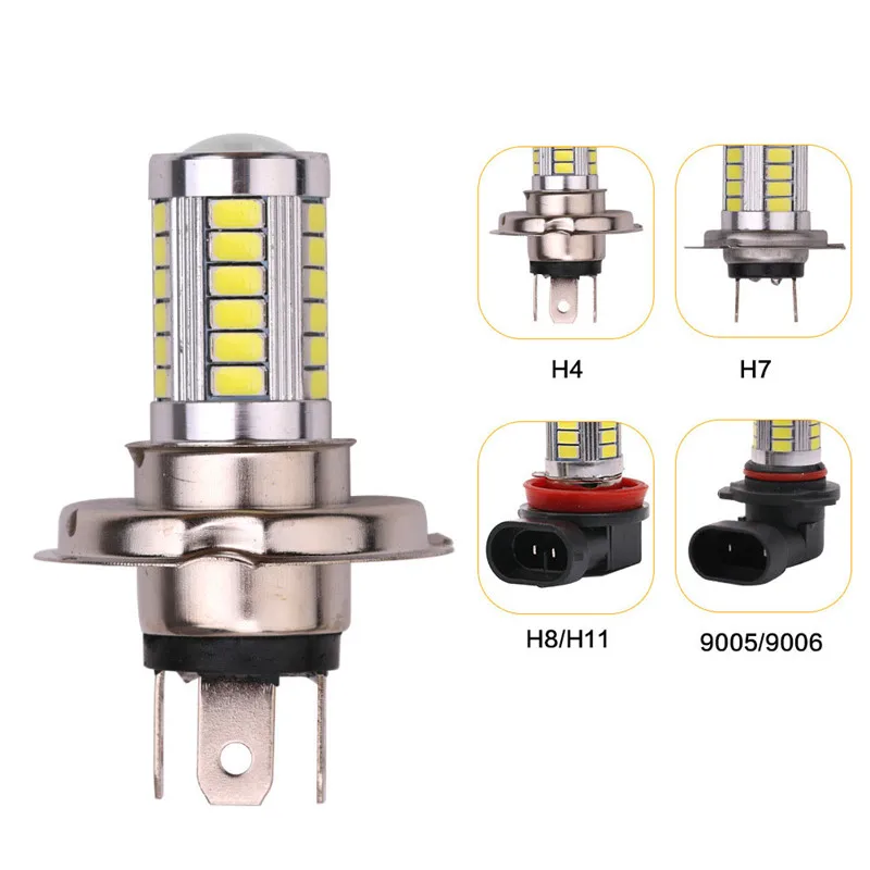 1 шт. H4 H7 светодиодный 5630 33SMD 8 Вт 33 светодиодный лампы Автомобильные светодиодные фары 12 V 800lm движения дальнего света Противотуманные фары