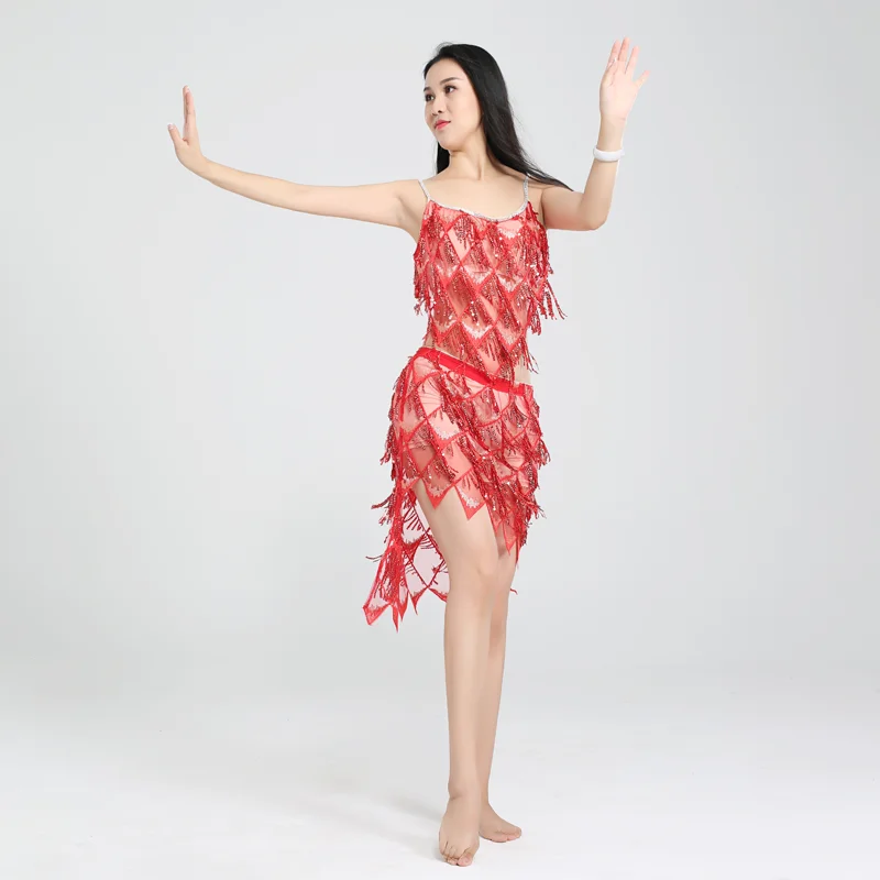 Женский костюм для танцев Bellydance с блестками и юбкой в восточном стиле одежда