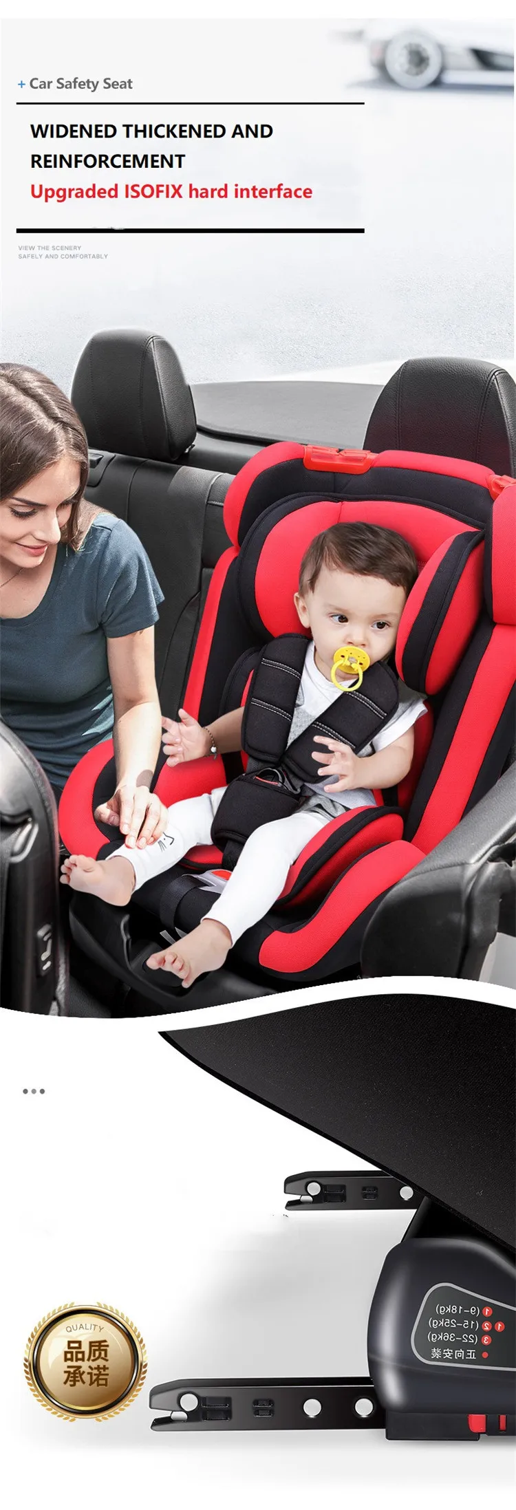 Регулируемое детское автомобильное безопасное сиденье От 0 до 12 лет/9-36 кг портативное детское автомобильное кресло ISOFIX с жестким интерфейсом пятиточечное сиденье для малышей