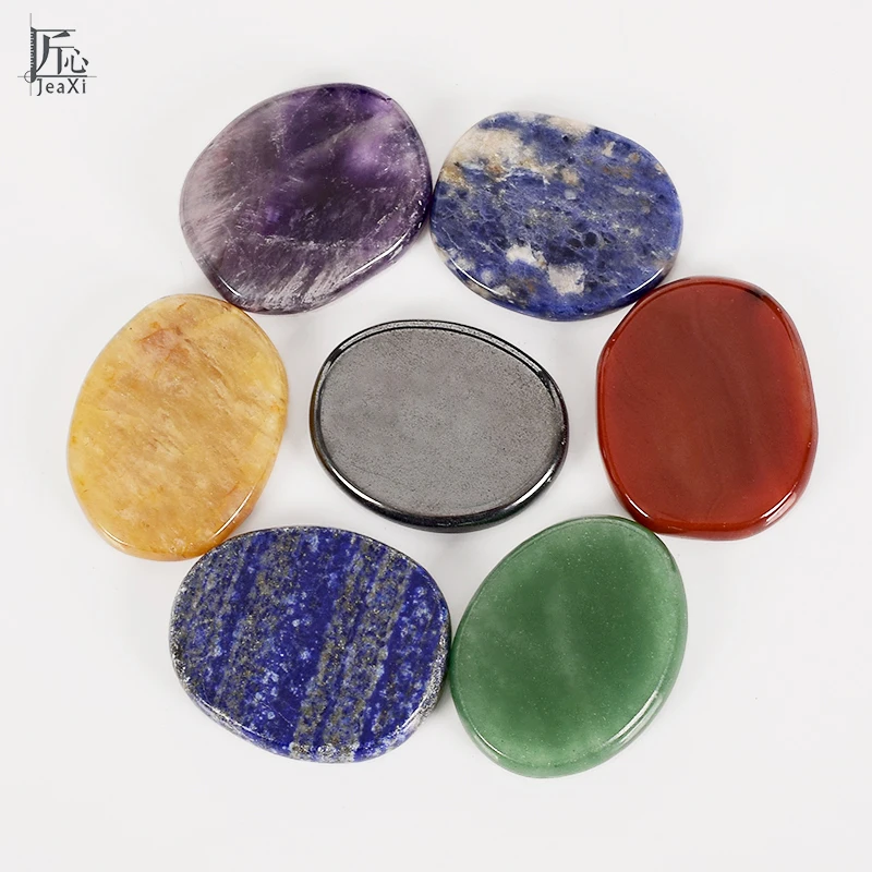 

Big Size 7 piece Chakra palm stone Natural stone and mineral Energy stone Massage Reiki Healing Crystals Spirituality