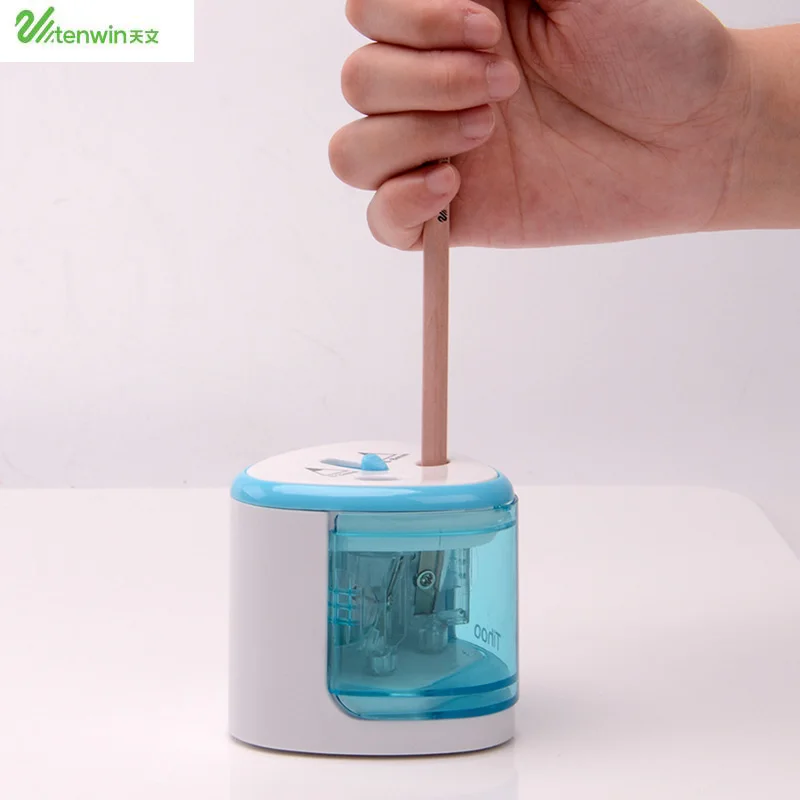 

TENWIN Electronic Pencil Sharpener Creative Fashion Student Two Holes Electric Pencil Sharpener Apply To 6-8mm And 9-12mm 8016