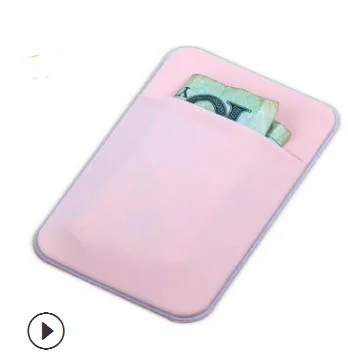 Эластичный лайкра клей Чехол-бумажник для сотового телефона кредитный ID держатель для карт стикер карман - Цвет: Розовый