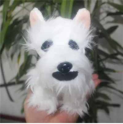 Прекрасный шнауцер собака моделирование в виде животного мягкая набивная плюшевая игрушка для детей подарок на день рождения друг девочка подарок - Цвет: Белый