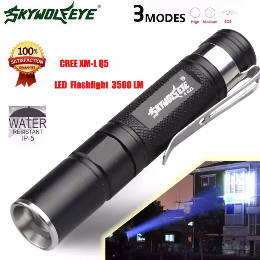 

DC 21 Shining Hot Selling Drop Shipping Mini 3500LM Zoomable CREE Q5 LED Flashlight 3 Mode Torch Super Bright Light Lamp