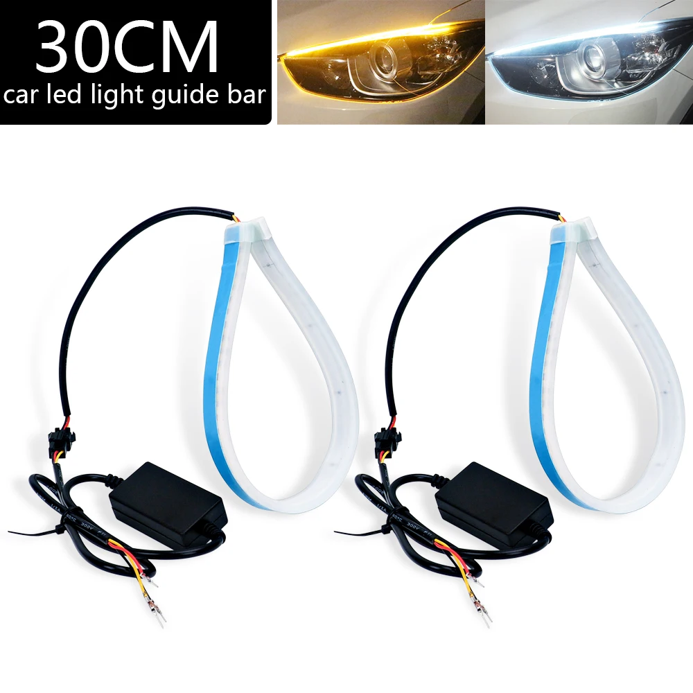 

2Pcs DRL Flexible LED Tube Strip Daytime Running Lights Car Parking Lamps 30cm Turn Signal Angel Eyes Car Styling