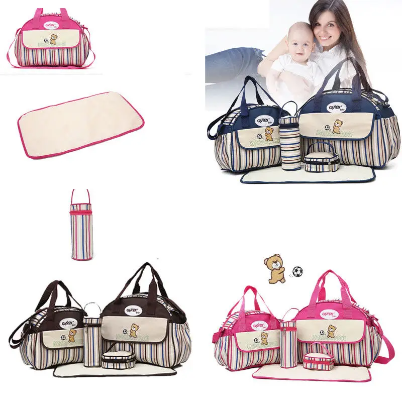 

Insulation Bags 5Pcs Baby Changing Diaper Nappy Bag Mummy Mother Handbag Multi-functional Set