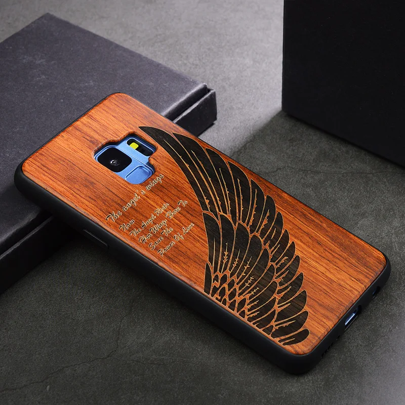 Rejaski бамбуковые деревянные чехлы для телефонов Samsung Galaxy S9 Plus God Totem Wolf Ретро