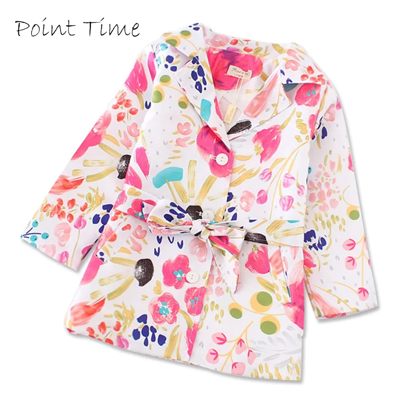 

Autumn Baby Jackets Clothing Floral Coat with Sashes Girls Flower Pattern Coat Cotton Coats Children's Clothes Outerwear