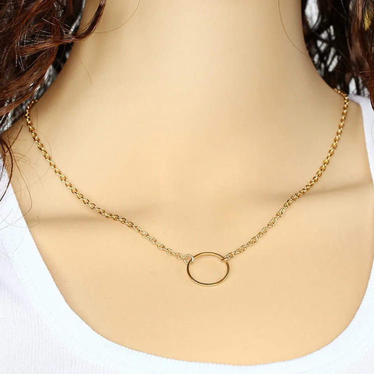 Персонализированные модные ключицы цепи Для женщин темперамент круг ожерелье металлические аксессуары и украшения вечерние подарок для Для женщин