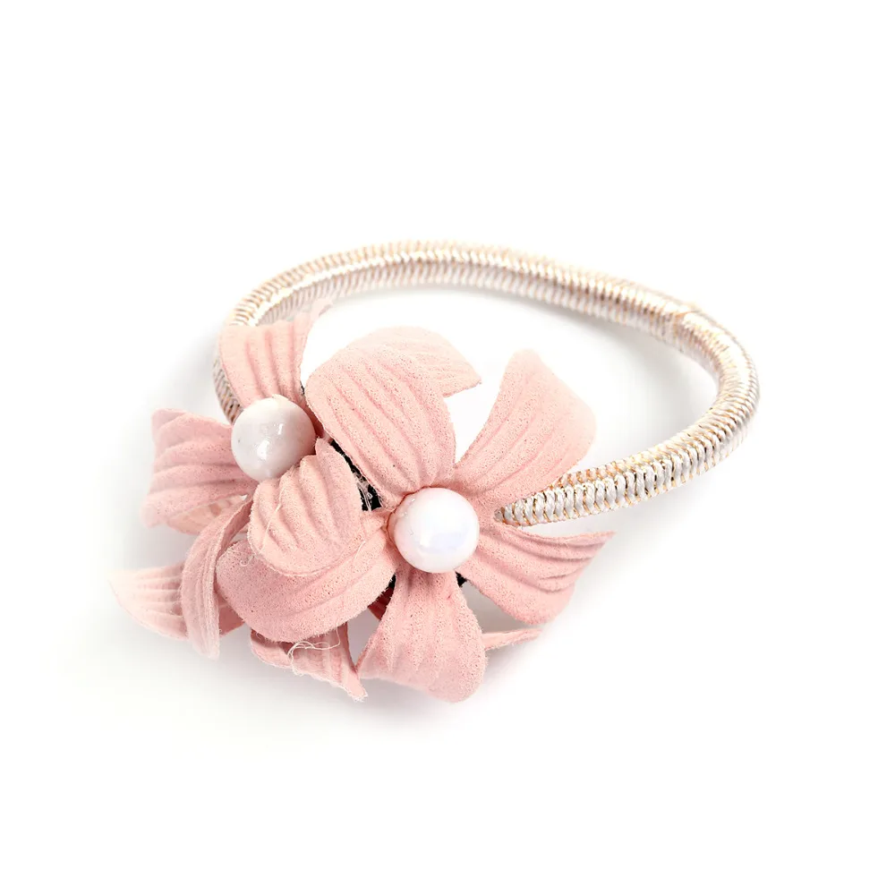 Fabric Fashion Elastic Hair Ties Flower Imitation Pearls Women Hairband