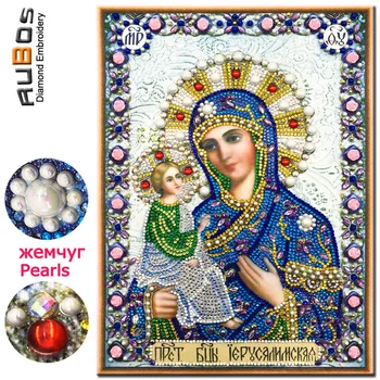 

RUBOS DIY Diamond Painting Icons Theotokos Jerusalem Religion Diamond Embroidery 5D Big Bead Pearls Glass Mosaic 3D Crystal Sale