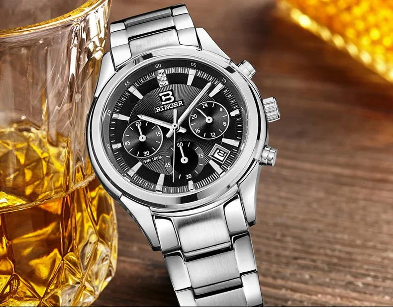 Fashion New 2015 Men gold watches  and women lovers table military Chronograph sports watch men's quartz stainless steel