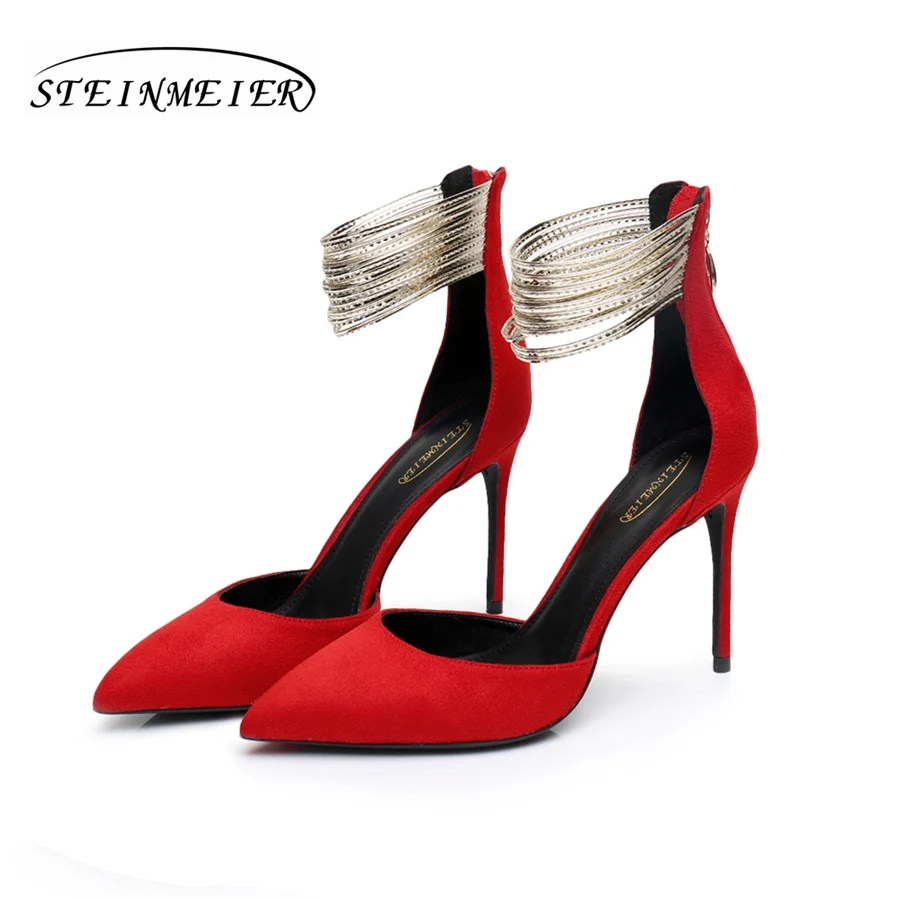 Sales clearance! Women summer sexy high heels sandals point toe 10cm thin heel suede lady party pumps shoes steinmeier