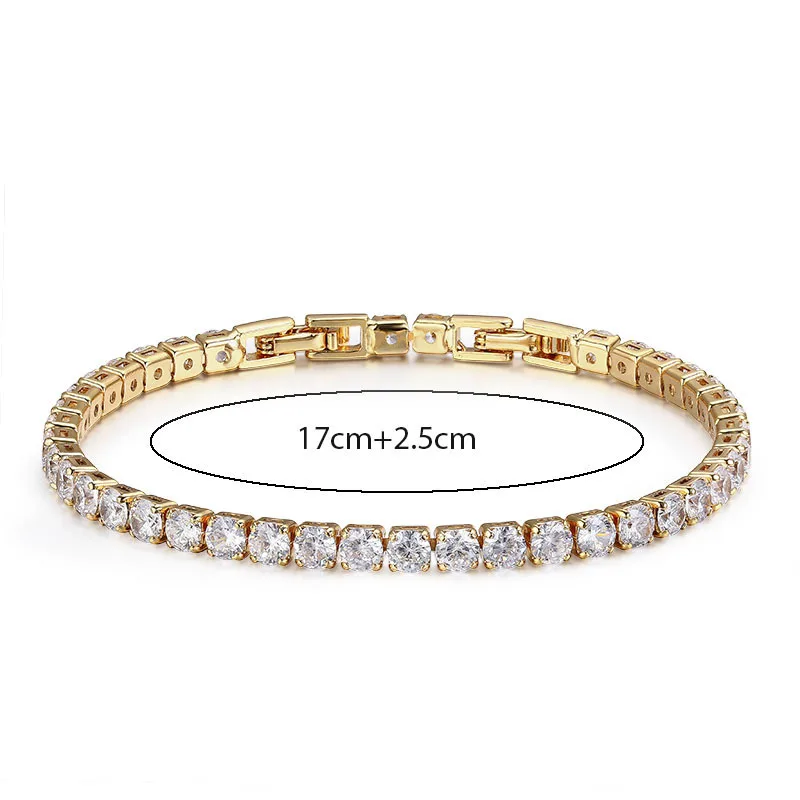 Cluster Round CZ Tennis Chain Gold Color Bracelet& Bangles For Women Girls Gift Jewelry Braceletes pulseras bracciali donna