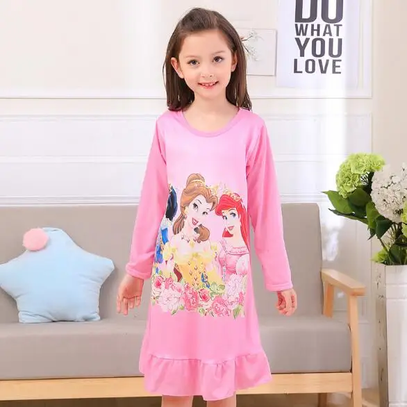 Лидер продаж, ночная рубашка с длинными рукавами для девочек детское весенне-осеннее Ночное платье с героями мультфильмов детские пижамы Трикотажная хлопковая детская одежда для сна PE78 - Цвет: style 20