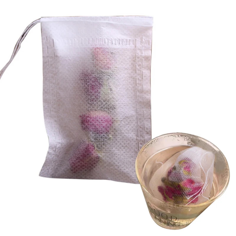 

Urijk 100Pcs/Lot Heal Seal Filter Paper for Herb Empty Scented Tea Bags With String Loose Tea Bolsas de te Disposable Teabags