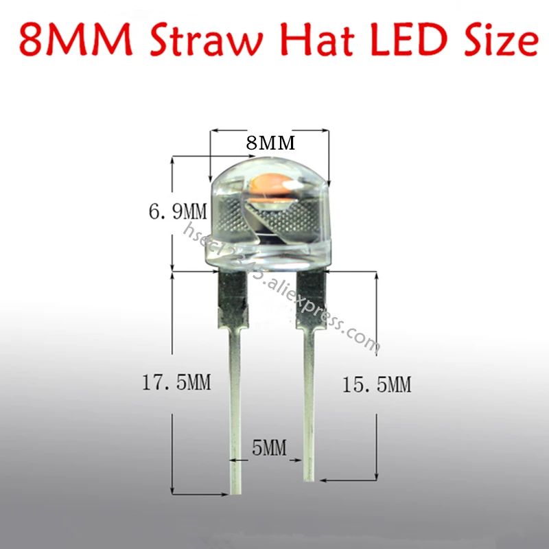 Tanio 500 sztuk 8mm słomkowy kapelusz LED białe sklep