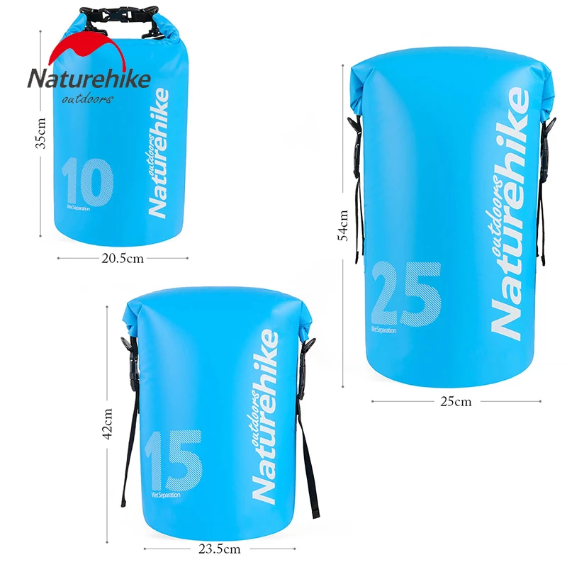 Naturehike impermeable seco bolsa de natación almacenamiento tirantes deriva río Trekking bolsas 10L/15L/25L NH18F007-D Naturehike impermeable seco bolsa de natación almacenamiento tirantes deriva río Trekking bolsas 10L/15L/25L NH18F007-D