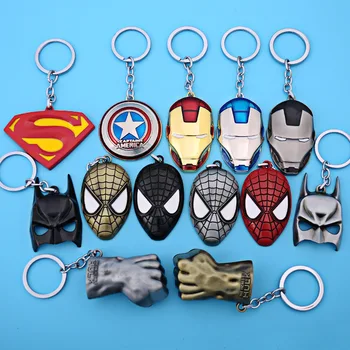 

100pcs The Avengers Thor quake Iron man Captain America spider-man Hulk Gloves model Pendant Alloy keychain doll key chain toy