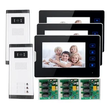 ENVÍO de la Nueva 7 “Video de La Puerta de Intercomunicación Teléfono Con 3 Monitores + 2 Cámara A Prueba de agua para 2 Apartamento Del Hogar Familiar