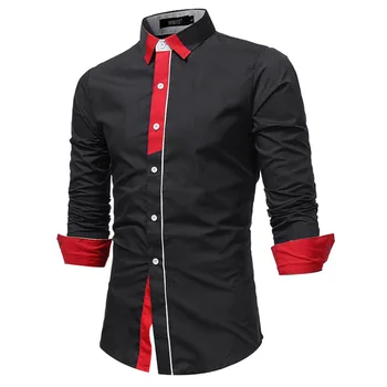 

Brand 2018 Fashion Placket Male Shirt Long -Sleeves Tops British Business Casual Shirt Mens Dress Shirts Slim Men Shirt Xxxl