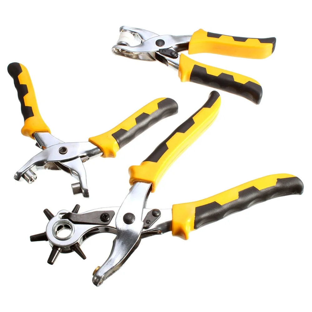 Best Price 3Pcs/set Punch Plier Duty Leather Hole Punch Hand Pliers