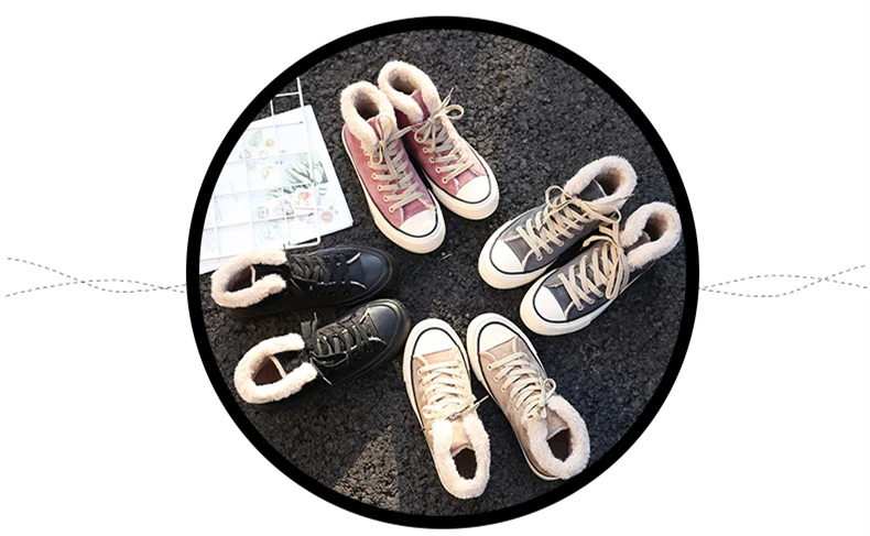 Зимняя обувь; Модные женские кроссовки на платформе; трендовые стильные женские однотонные короткие плюшевые зимние кроссовки с высоким берцем; цвет черный, розовый