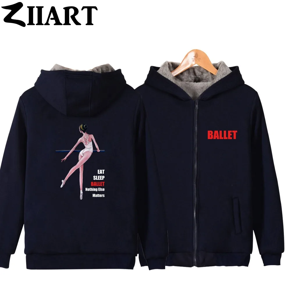

Elegant Dancer Eat Sleep Ballet Nothing Else Matters Girls Woman Plus Velvet Parkas couple clothes ZIIART
