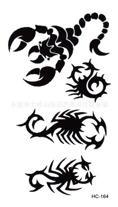Боди-арт, водонепроницаемые Временные татуировки для мужчин и женщин, персональный Черный скорпион, маленькая татуировка, наклейка, HC1164