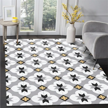 

Simple Modern Geometric Black and white ash yellow flower Carpet Large Size Carpets For Living Room Carpet Kids Room Non-slip
