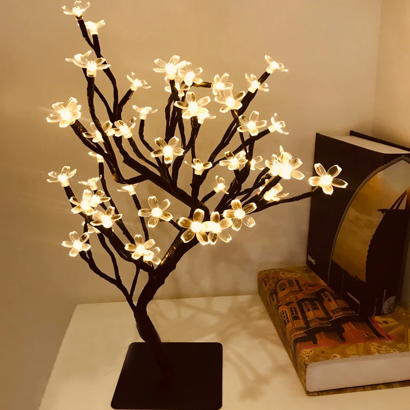 24 36 48 светодиодный USB дерево лампа luces светодиодный decoracion Рождественский светильник s цветок сливы ночной Светильник свадебное украшение для дома 45 см Дерево светильник