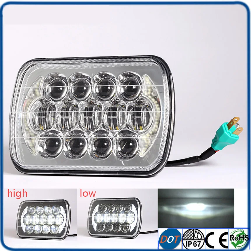 

5X7'' 85W H4 LED Truck Headlight Replacement for Sealed Beam with Angle Eye 7x5 Led headlight for jeep cherokee xj trucks
