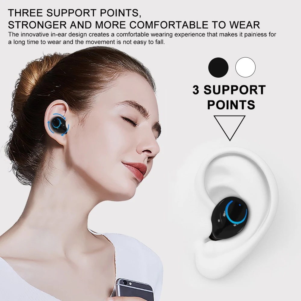 Беспроводная bluetooth-гарнитура TWS Mini, невидимая, высокое качество звука, шумоподавление, водонепроницаемая гарнитура с зарядным отделением