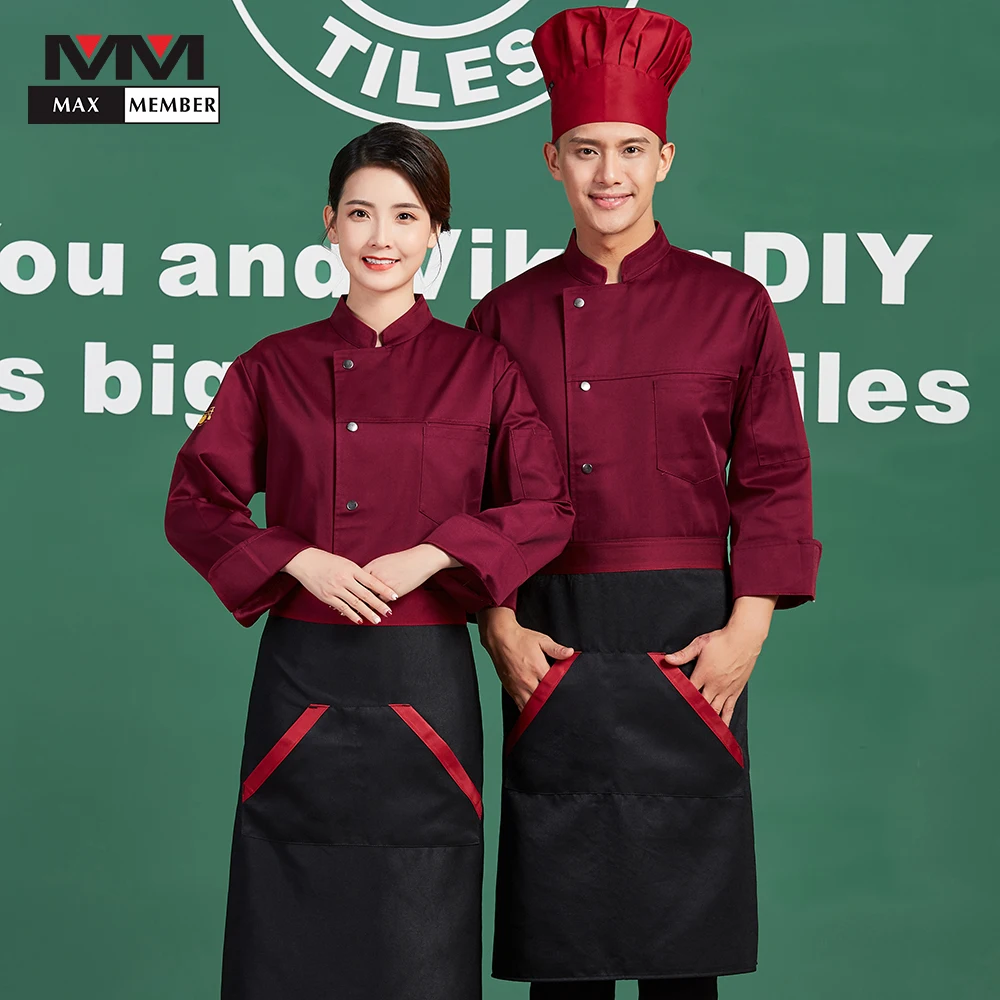 Unisex Chef Jacket Coat Chef Uniform Kitchen Long Sleeve Cooker Restaurant Tops