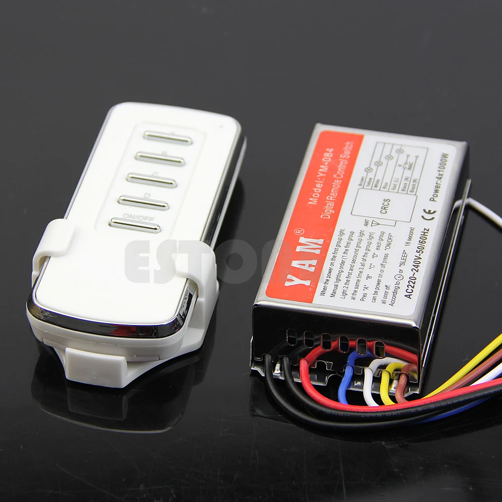 

AC 220V Digital Remote Control Switch 4 Ways ON/OFF Controller For Light Lamp