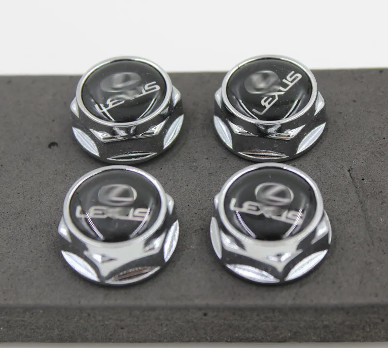 Black logo Chrome License Plate Bolt Nuts Frame Plate Screw Caps Cover