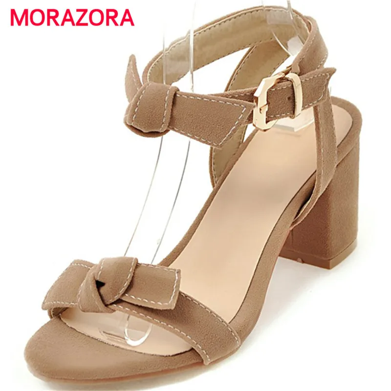 

MORAZORA Large size 34-45 sweet fashion shoes woman buckle summer shoes sandals woman solid party shoes size 34-45