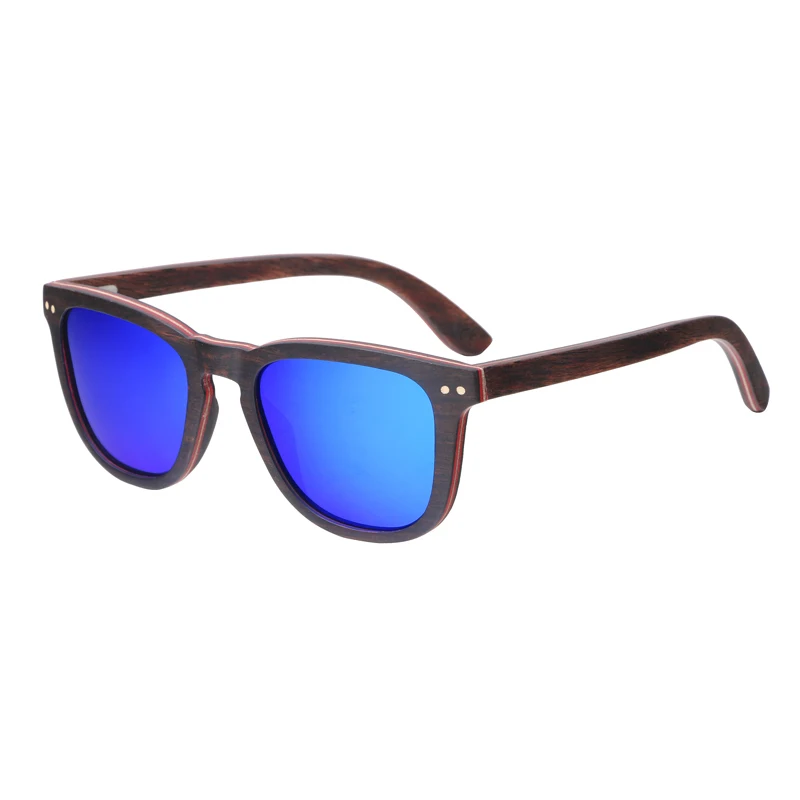 BerWer орехового дерева солнцезащитные очки для Для мужчин Для женщин ретро солнцезащитные очки с поляризованными линзами, UV400 с чехлом - Цвет линз: blue lens