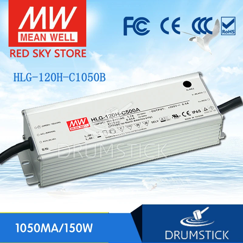 

MEAN WELL HLG-120H-C1050B 74V ~ 148V 1050mA meanwell HLG-120H-C 155.4W LED Driver Power Supply B Type