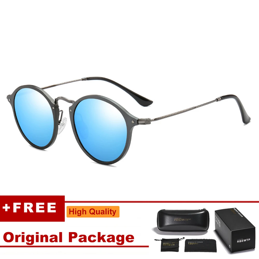 RBEWTP, оправа из алюминиево-магниевого сплава, мужские солнцезащитные очки, поляризационные круглые солнцезащитные очки, мужские очки, аксессуары для женщин, UV400 линзы - Цвет линз: Синий