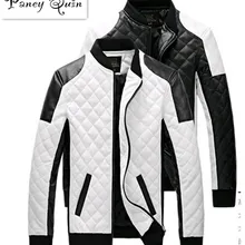Новинка мужчин Кожаные куртки пальто черный белый мужские кожаные jaquetas Куртки пальто Зимние Кожаные Замшевые Базовая куртка