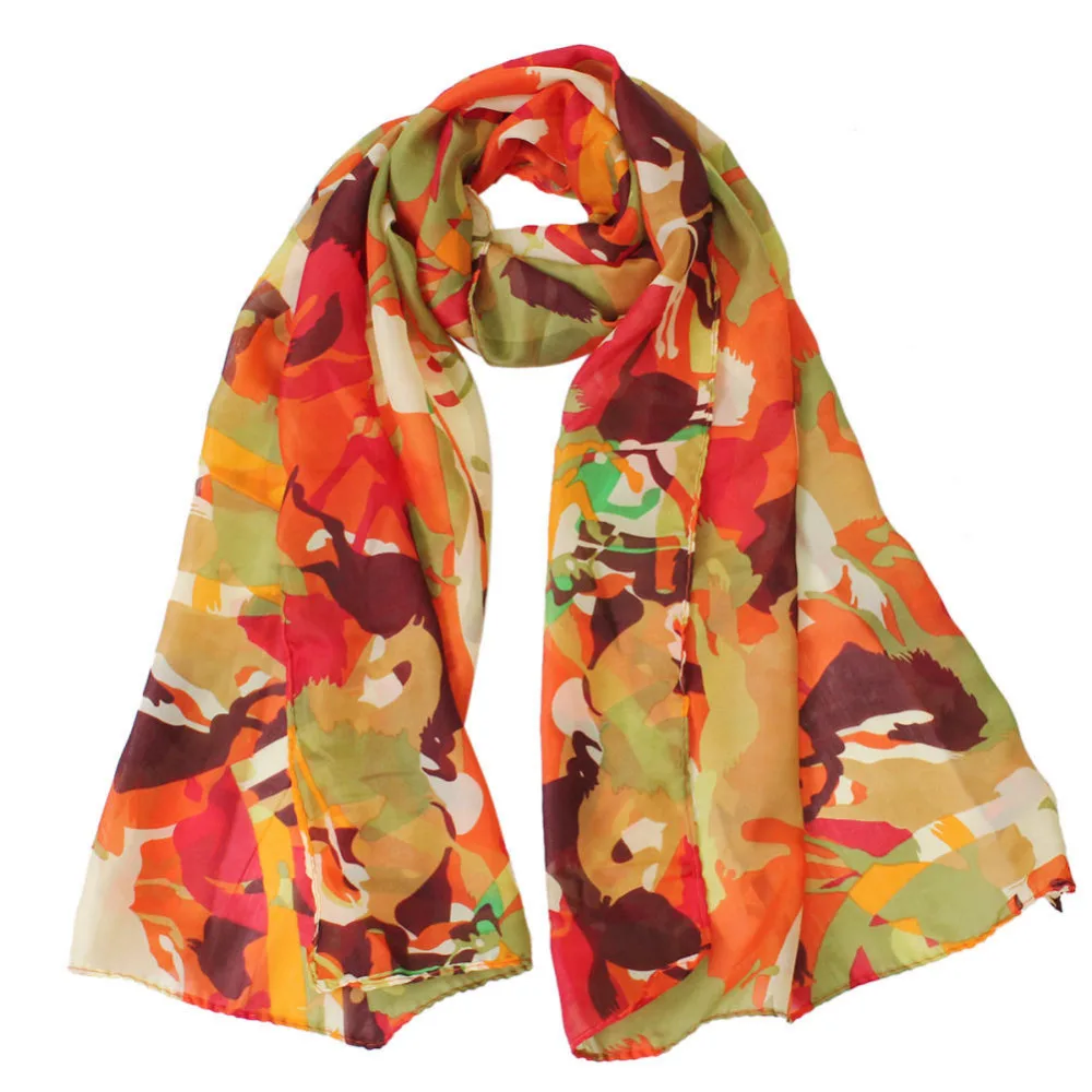 45x150cm Women Lady Unique Horse Print Decoration Soft Long Wrap Shawl Scarf for Winter Fall